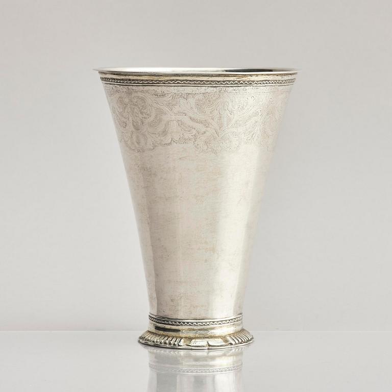 A Swedish 18th century parcel-gilt silver beaker, mark of Christoffer Wasserman, Lindesberg (1734-1770).