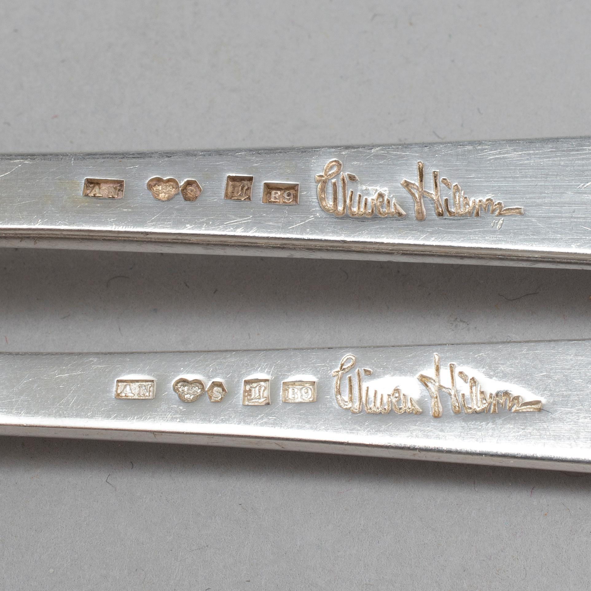 WIWEN NILSSON, serveringsbestick 2 st, silver. Lund 1952 och 1955.