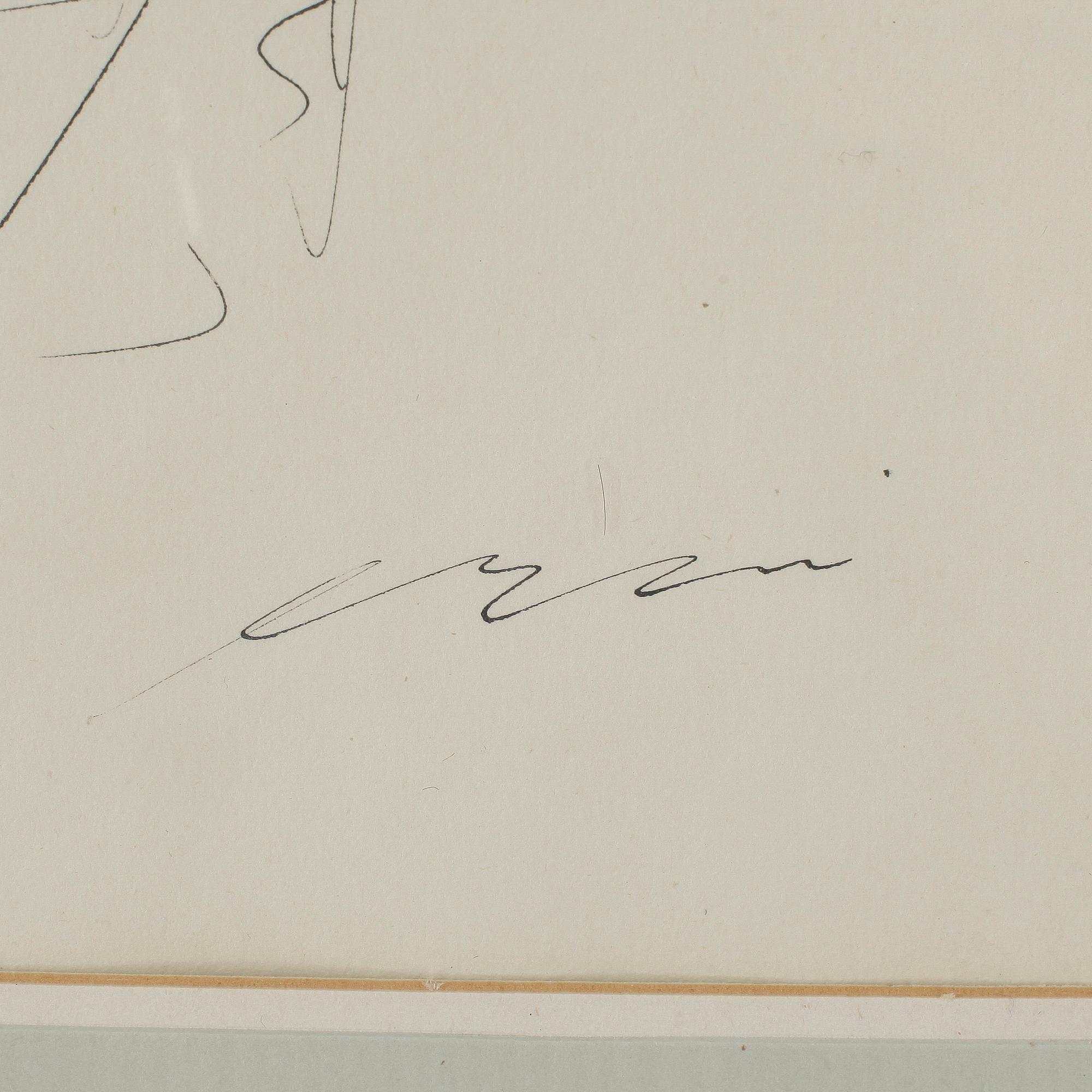 HANS ERNI, tuschteckning, signerad.
