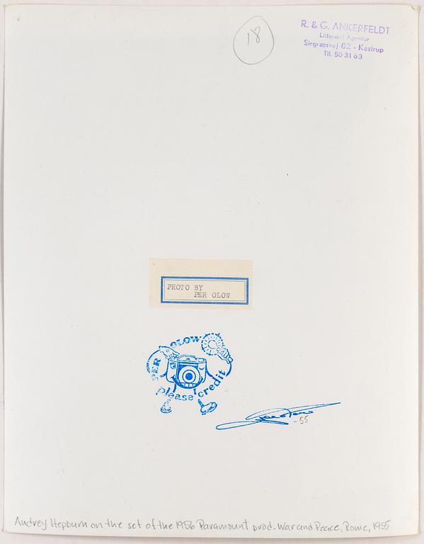 PER-OLOW ANDERSON, a photograph depicting Audrey Hepburn, signed with stamp and dated 1955.
