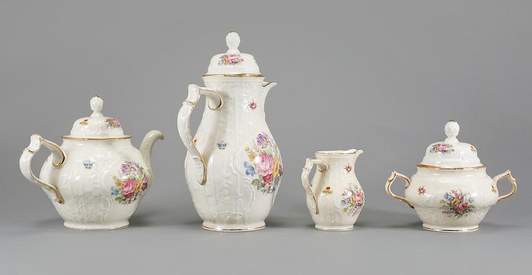 TE- SAMT KAFFESERVIS, 61 delar, porslin, Sanssouci, Rosenthal, Tyskland, 1900-talets andra hälf.