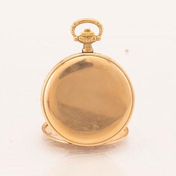 A 14K gold pocket watch hunter.