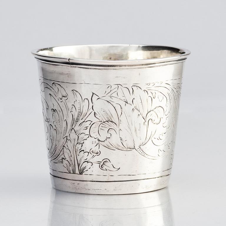 A German silver beaker, unclear makers mark, possibly Konstanz 17th century.