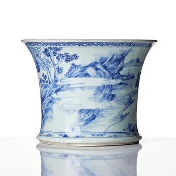 A blue and white ’Western Chamber’ brush pot, Bitong, Qing dynasty, early Kangxi (1662-1722).