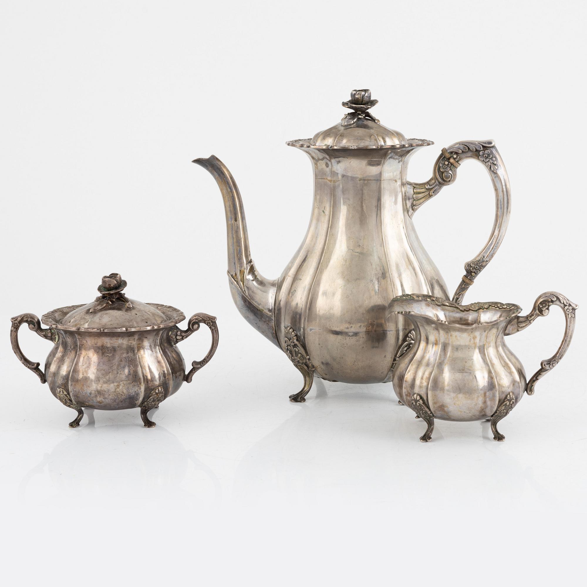 A 3-piece silver 830 coffee service, Swedish import marks, 20th Century.