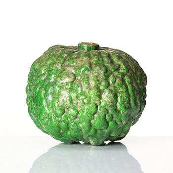 Hans Hedberg, a green glazed faience sculpture of a pumpkin, Biot, France.