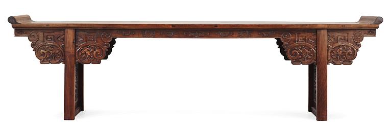 A Hardwood Long Table (Jiaotousun Qiaotouan), 17/18th Century, presumably Huanghuali.