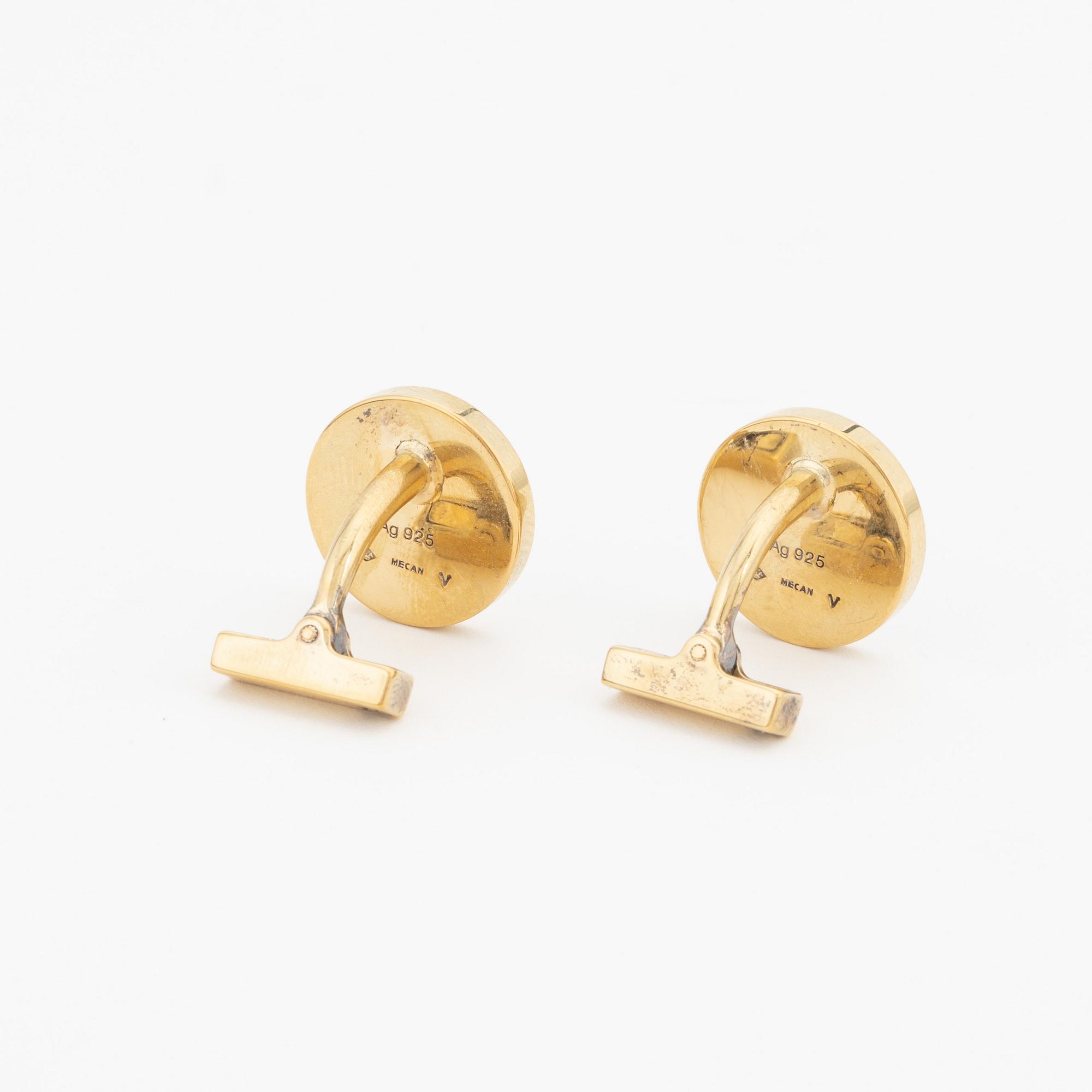 Louis Vuitton, a pair of cufflinks in a damier ebene case.