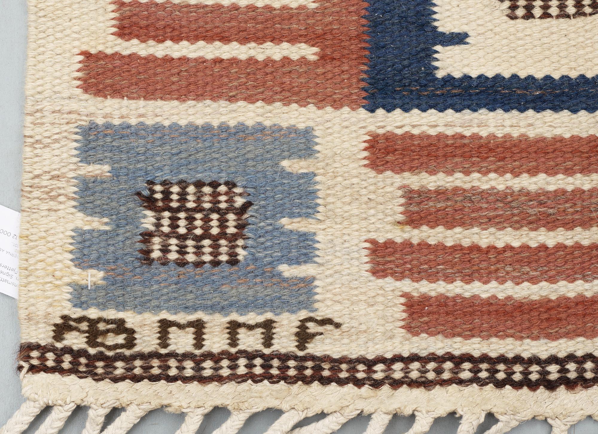 RUG. "Porslinsmattan". Rölakan (flat weave). 206,5 x 159,5 cm. Signed AB MMF (AB Märta Måås-Fjetterström).