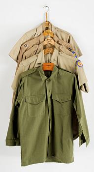 UNIFORMSDELAR, 10 st, USA, 1900-talets andra hälft.