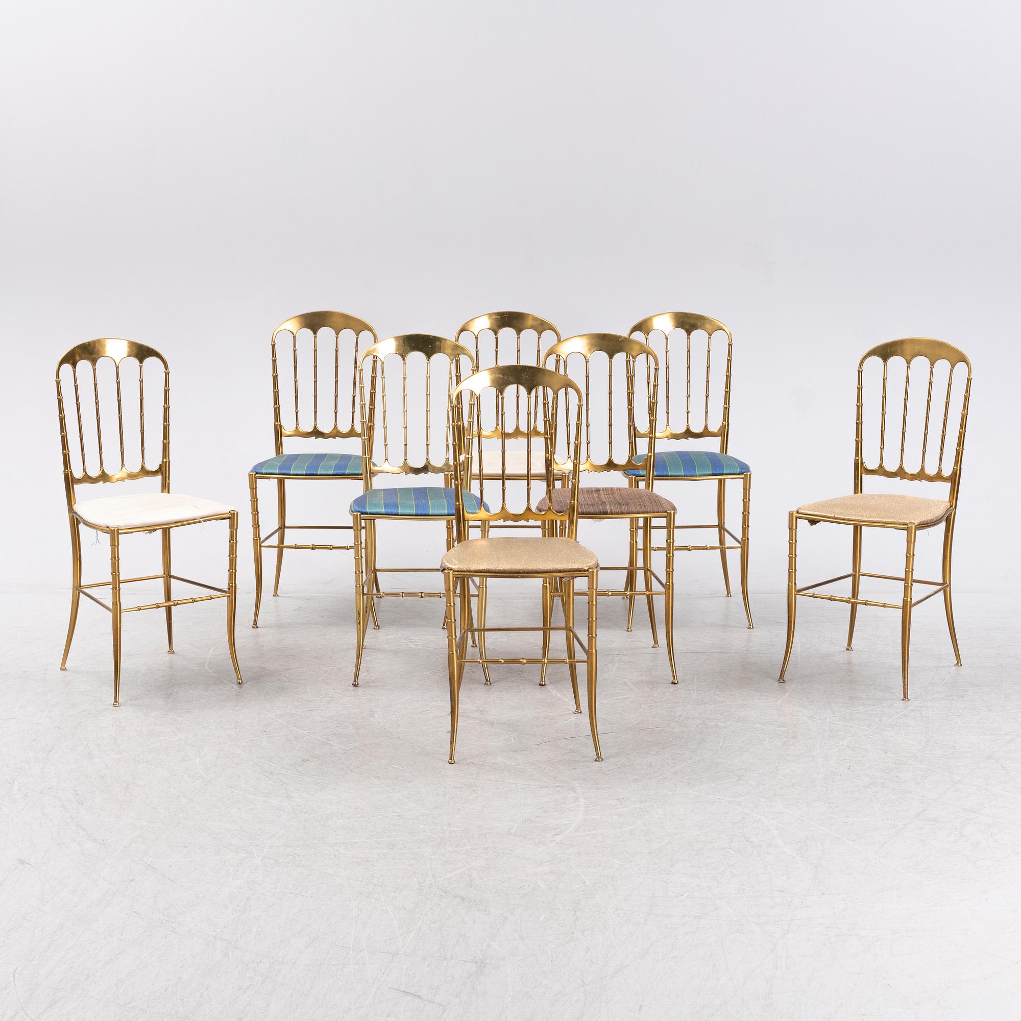 Eight Chiavari style chairs, Italy, second half of the 20th century.