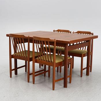 Svante Skogh, matbord, samt stolar, 4 st, "Bosse", 1960-tal.