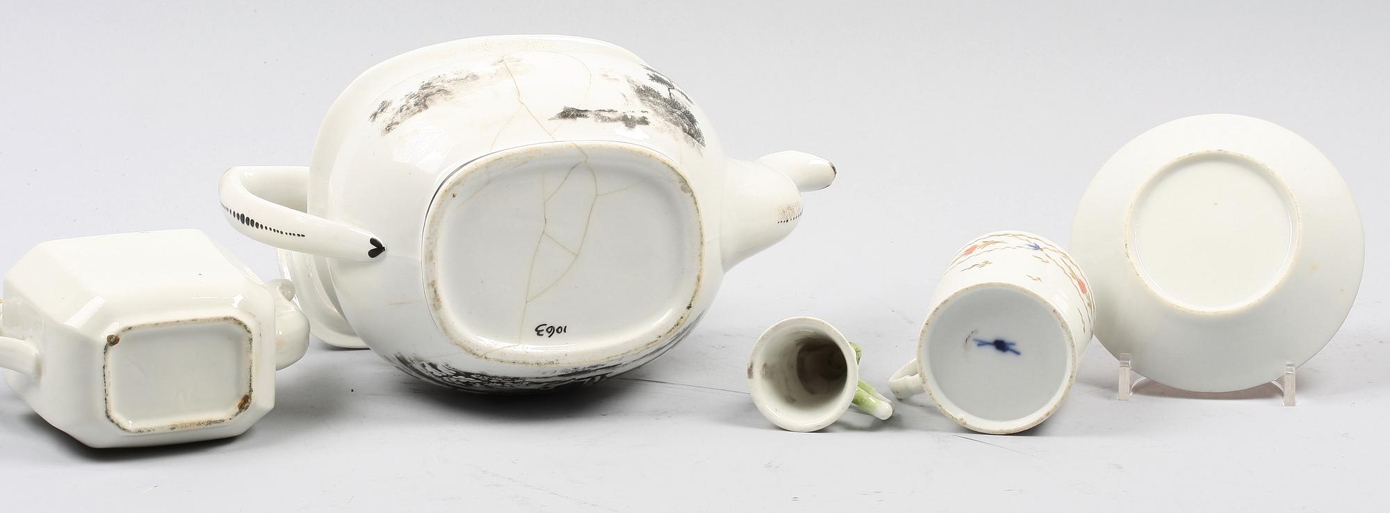 PARTI PORSLIN, 4 delar, 1800-1900-tal.