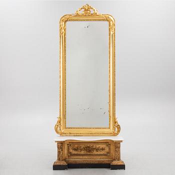 Golvspegel med konsolbord, 1800-talets slut.