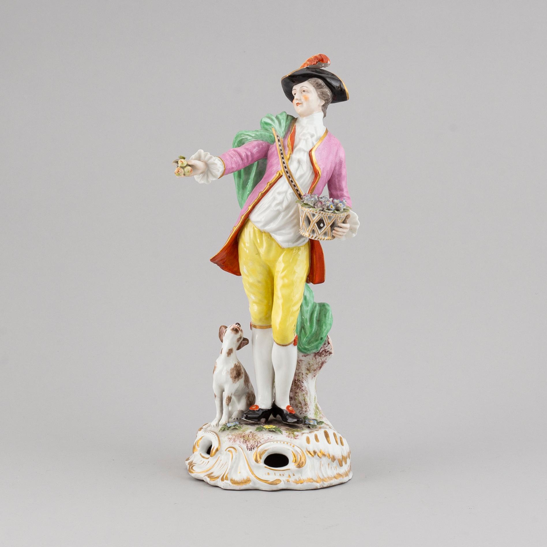 A porcelain figurine, with a Meissen like mark, second half of the 20th century.