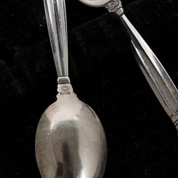 KAFFESKEDAR, 7 st, sterlingsilver. Georg Jensen, "Konge/Acorn".