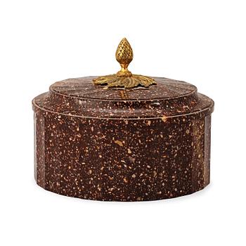 1498. A Swedish Empire 19th century porphyry butter box.
