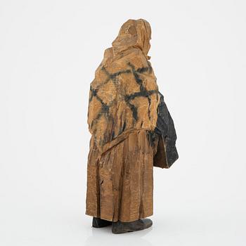 Axel Petersson Döderhultarn, skulptur, signerad. Delvis bemålat trä, höjd 25 cm.