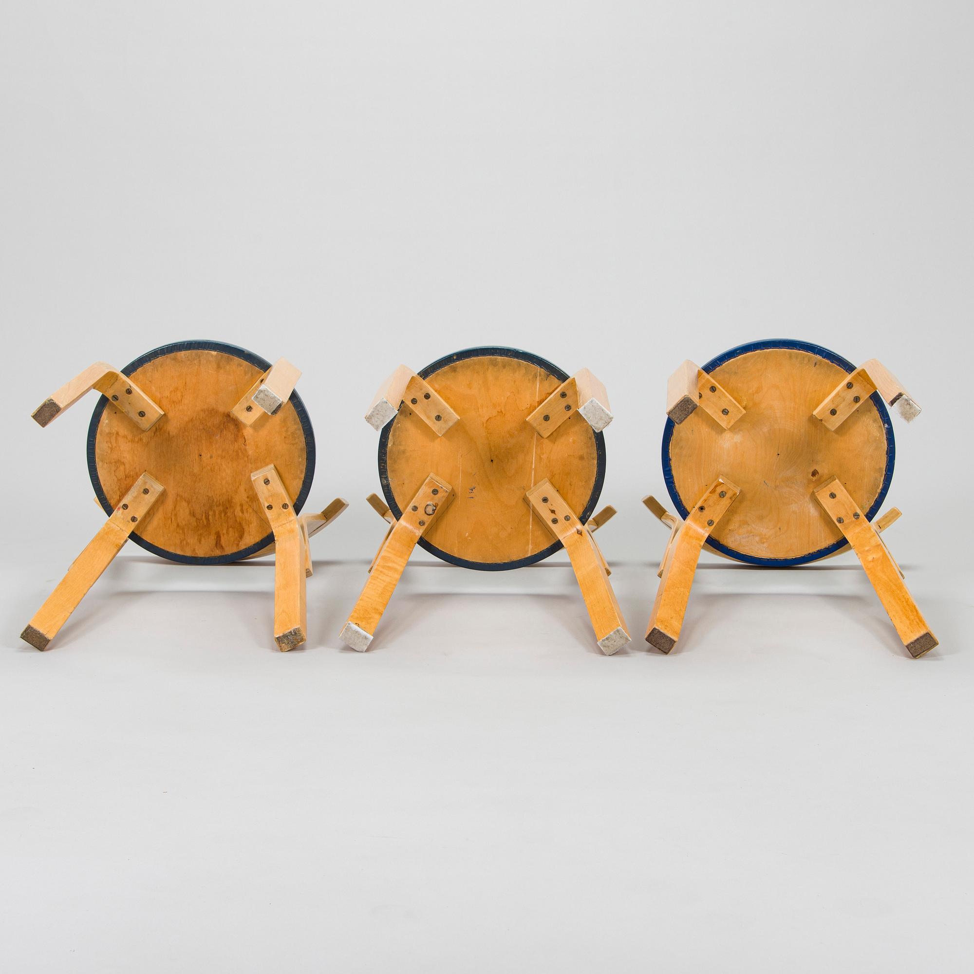 Alvar Aalto, a set of three 1960s '68' chairs for Artek.