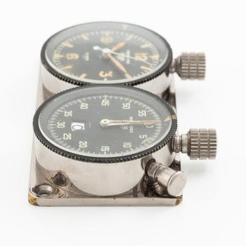 Heuer, Master-Time 8-Days and Monte-Carlo stopwatch, 6 x 11 cm.