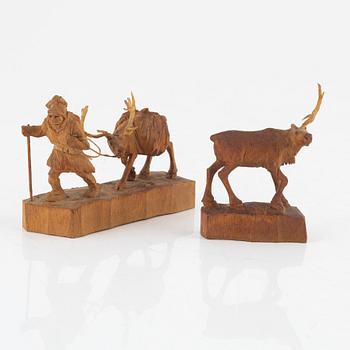 Martin Stenström, a group of six carved wood figurines.