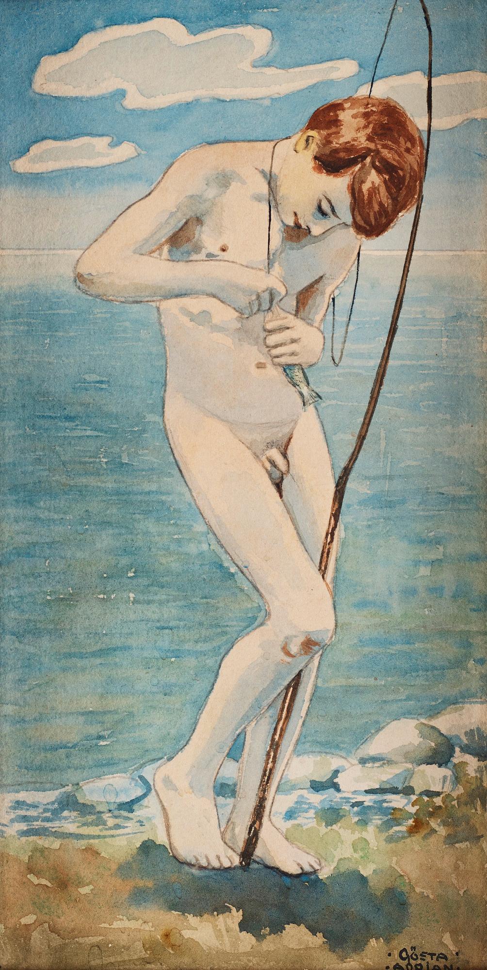 Gösta Adrian-Nilsson, Boy with fishing rod.