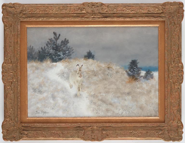 Bruno Liljefors, Winter landscape with hare.