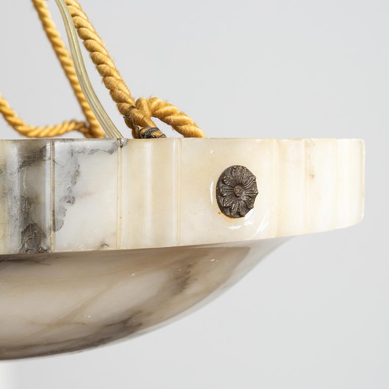 A ceiling lamp, alabaster, 1920s.