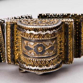 A turn of the century 1900 Russian silver niello belt.