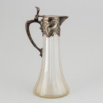 Württembergische Metallwarenfabrik, WMF, an art nouveau glass and silver plate decanter, early 20th century.