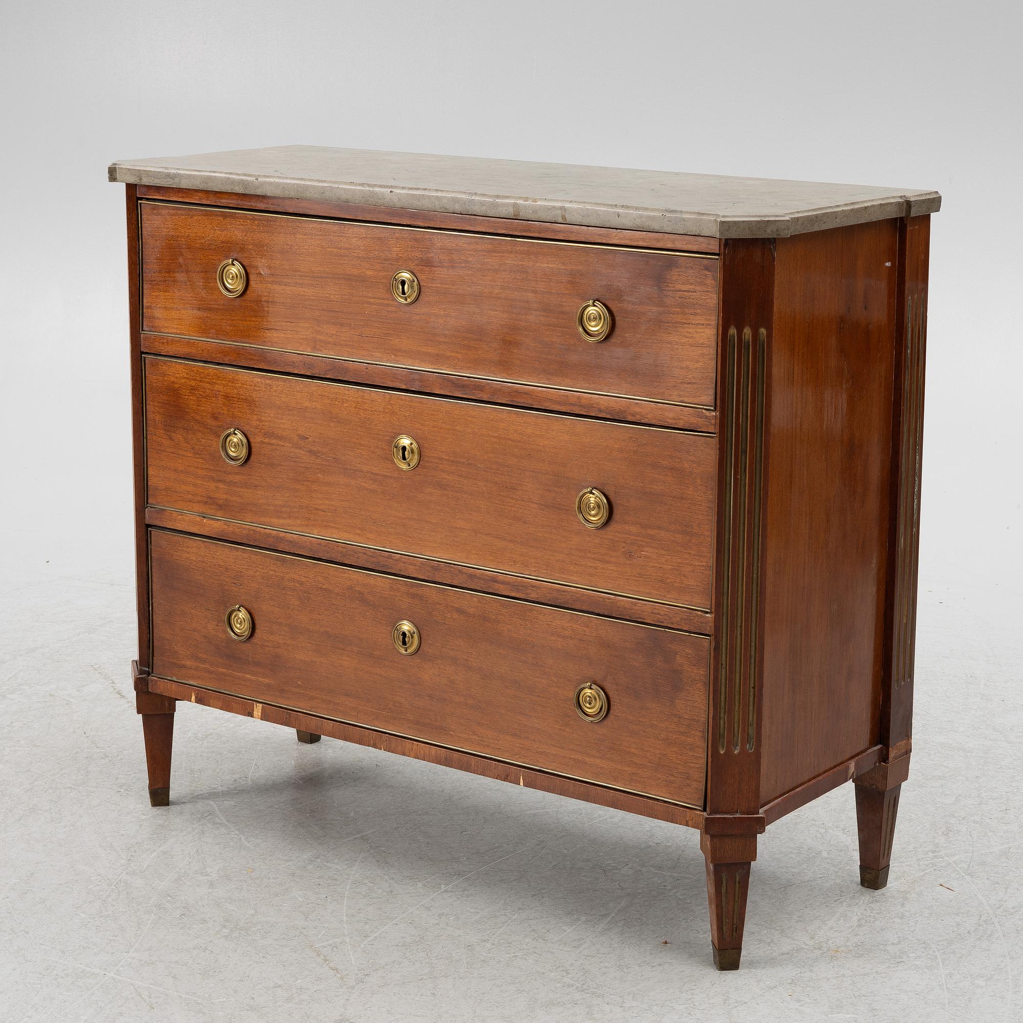 Gustaviansk, Byrå, sengustaviansk, omkring 1800.