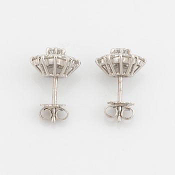White gold and brilliant cut diamond earrings.