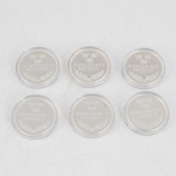 Commemorative coins, 17 pcs, sterling silver, Kingdom of Sweden, Swedish Mint, Eskilstuna.