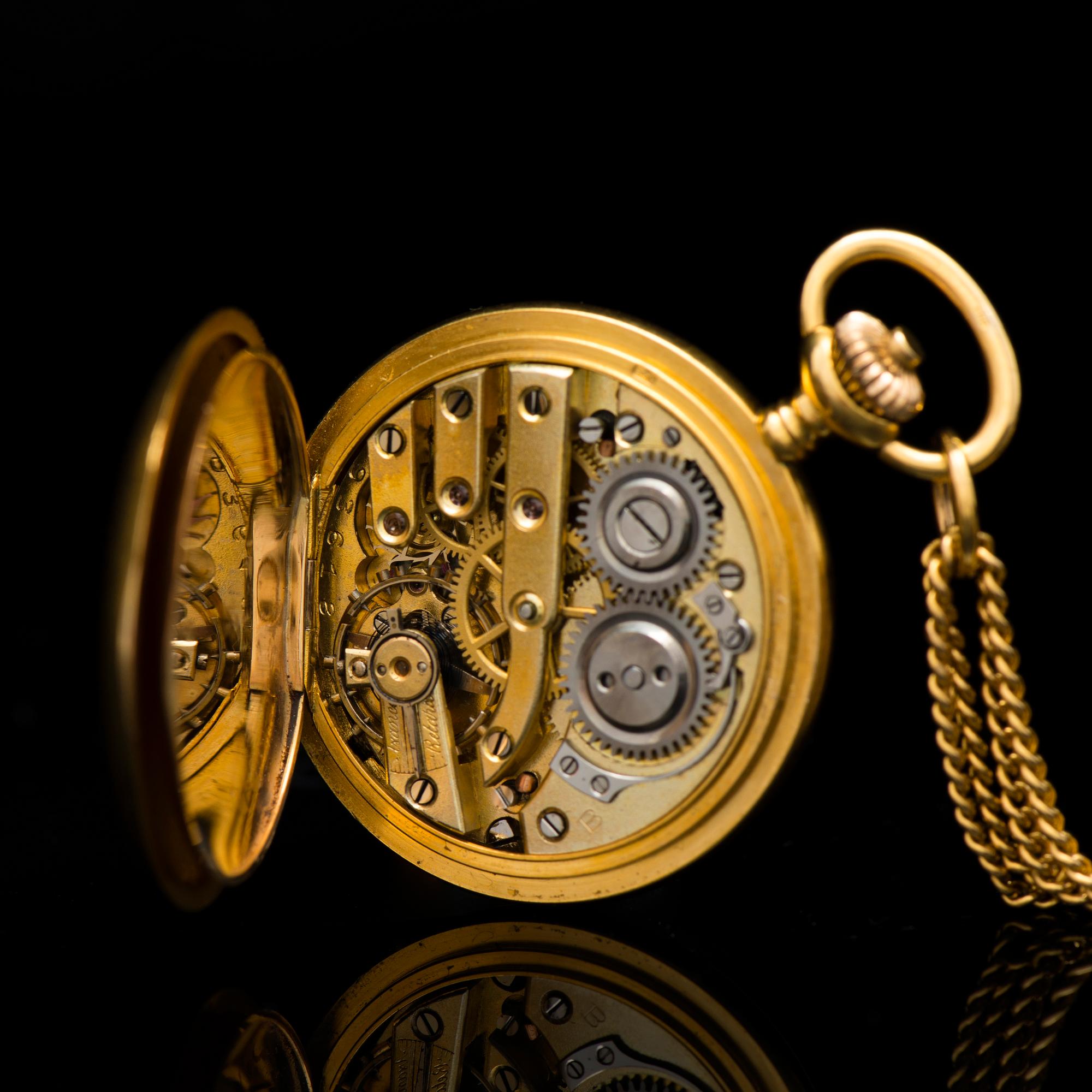 A PENDANT / POCKET WATCH, old cut diamonds, 14K gold. Borel Neuchatel & Cie.