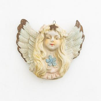 En samling änglar samt adventsljusstake 14 st 1900-tal.