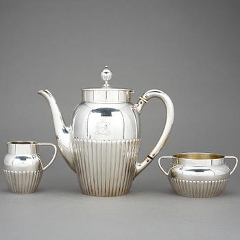 KAFFESERVIS, 3 delar, silver, GAB, Stockholm, 1927 - 1931. Vikt ca 959 gram.