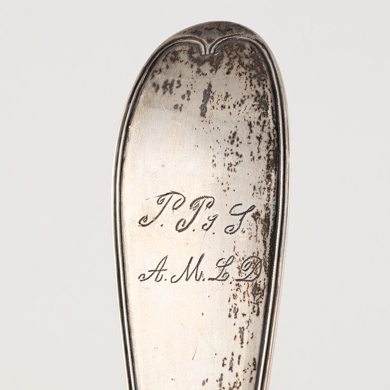 A silver soup lable by Johan Niklas Palm, Visby, Sweden, 1851.