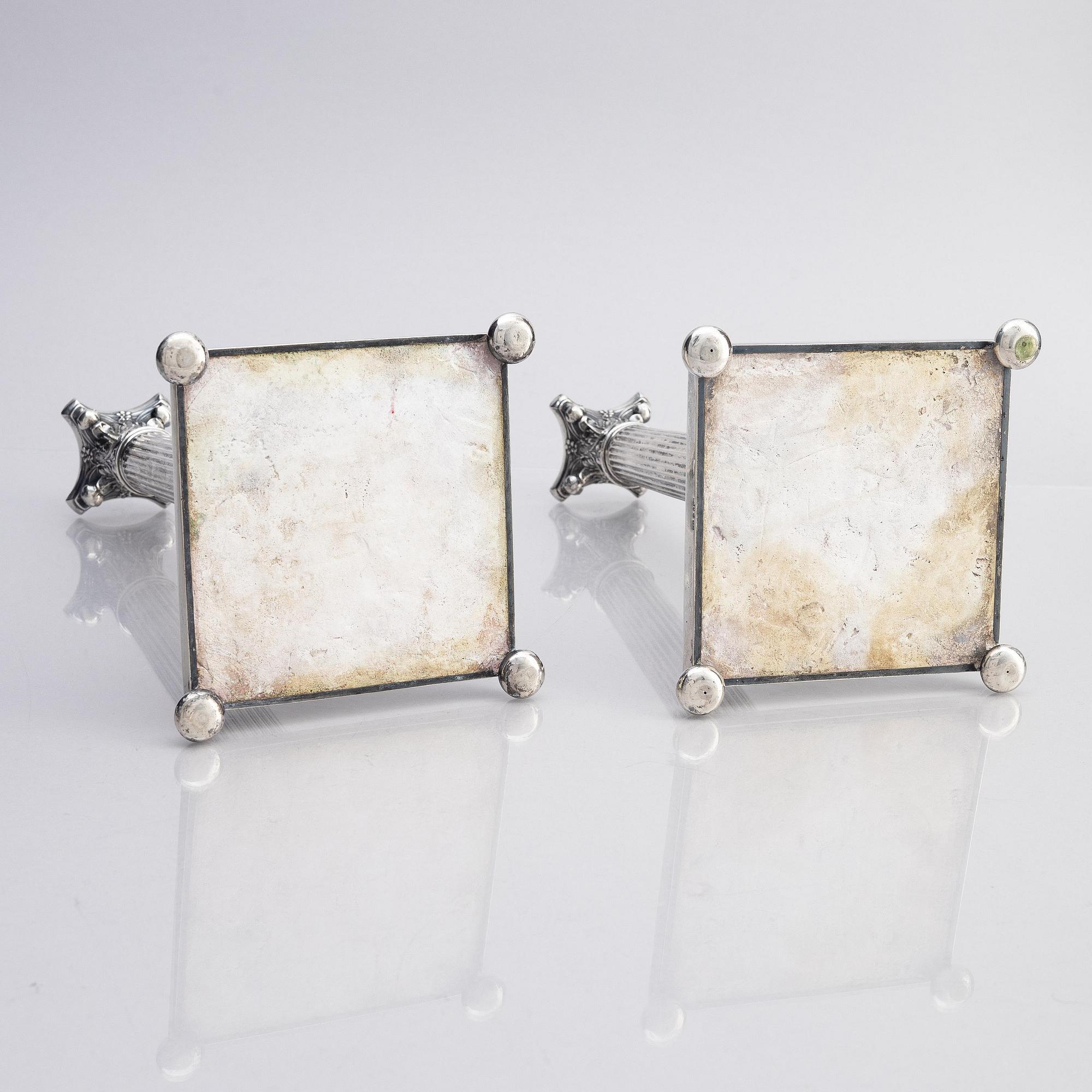 A pair of Swedish late 19th century silver candelabras, marks of Carl Fredrik Carlman (Ryno Carlman), Stockholm 1899.