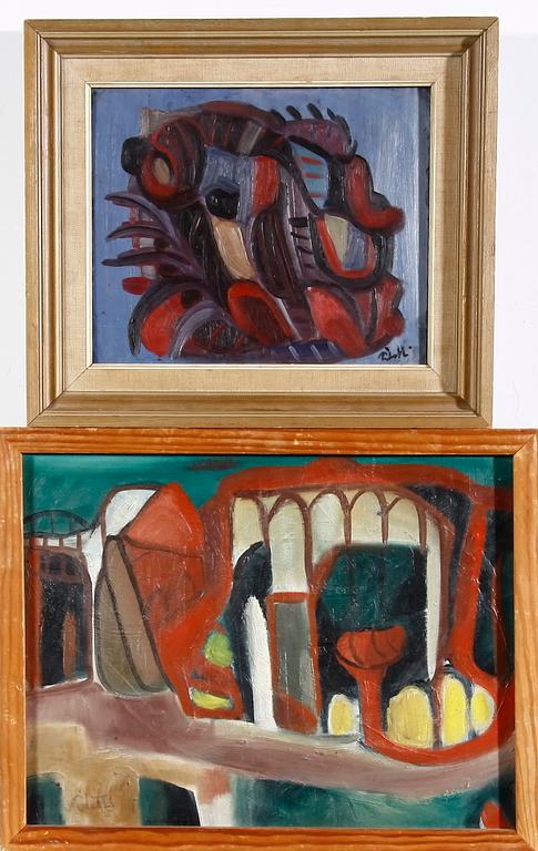 PILOTTI, LENNART. 2 st, olja på masonit-pannå. sign.