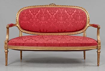 SALONGSMÖBEL, 10 delar, Louis XVI-stil, 1900-tal.