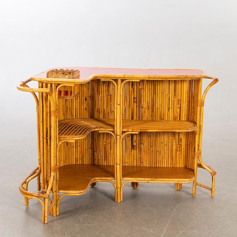 P.C Bonacina, Italien, Bar counter, 4 stools / bar stools, Bamboo, 1950s.