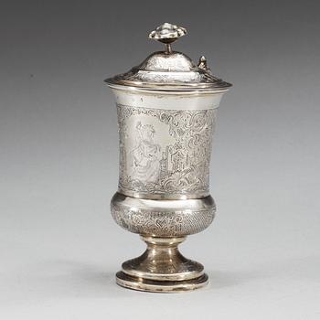 A Russian 19th century parcel-gilt cup and cover, mark of Moscow.