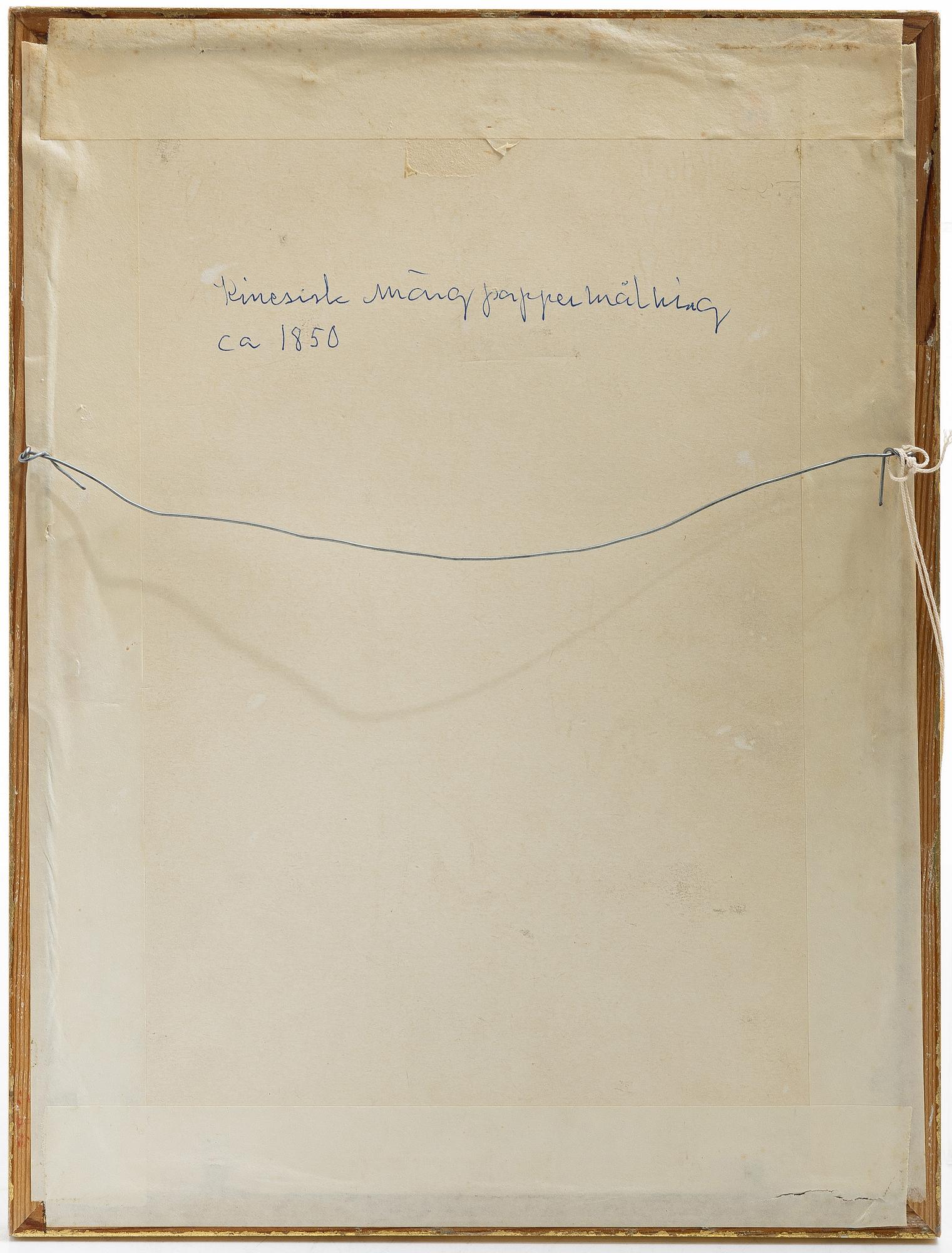 Rispappersmålningar, två stycken, Kina, Qingdynastin, 1800-tal.