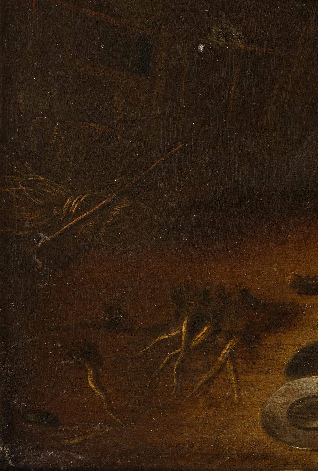 Willem Kalf, hans krets, Stilleben med köksattiraljer.