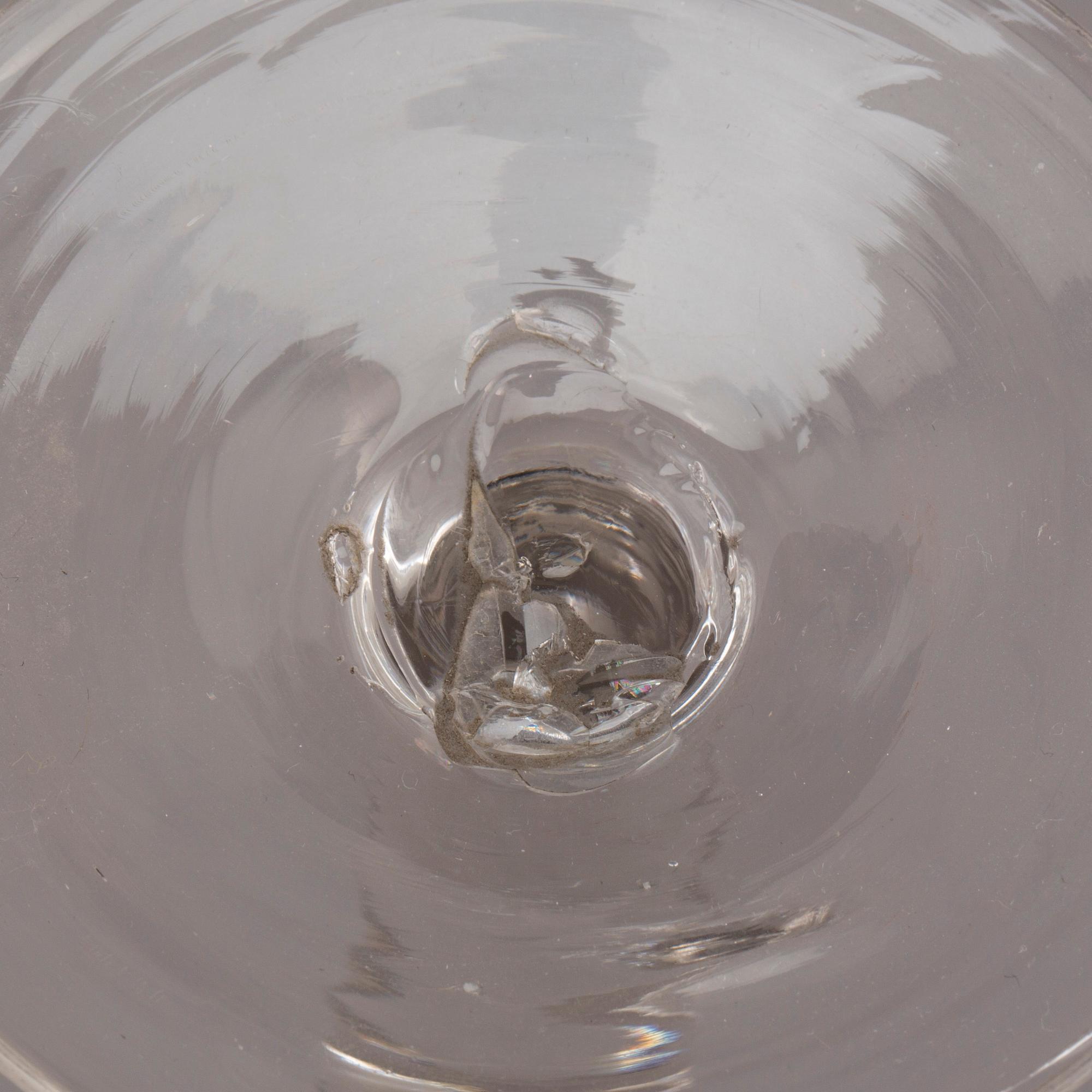 SPETSGLAS 5 st, STARKVINSGLAS 2 st SAMT POKALGLAS, 1700-tal, sannolikt England.