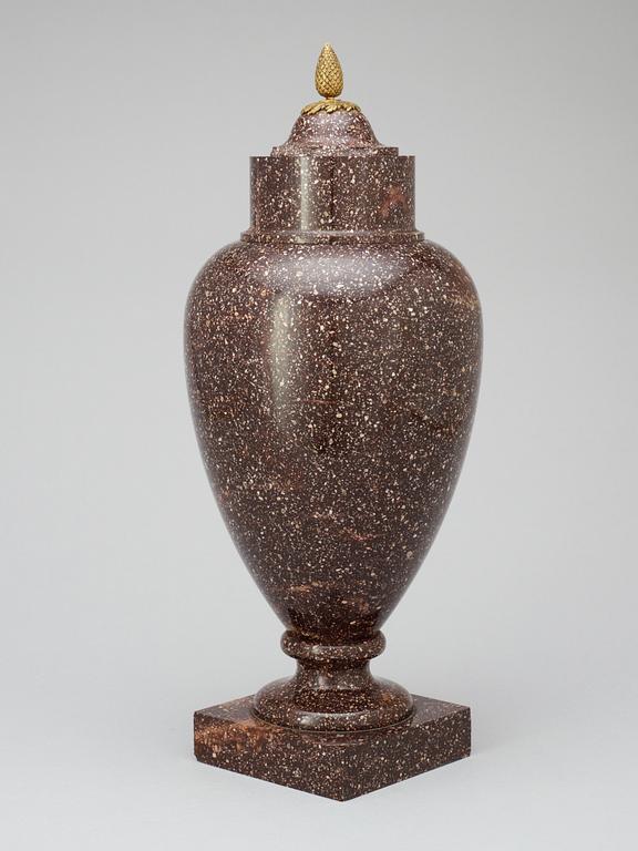 A Swedish early 19th century porphyry urn.