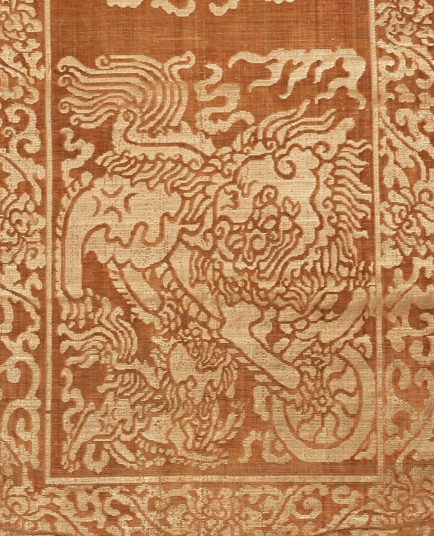 TEXTILIER, fyra stycken, bl.a. siden. Qing dynastin.