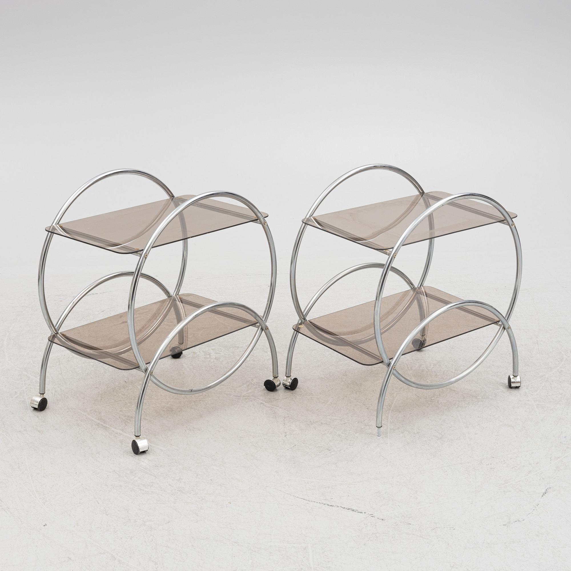 A pair of drinks trolleys, Ikea.