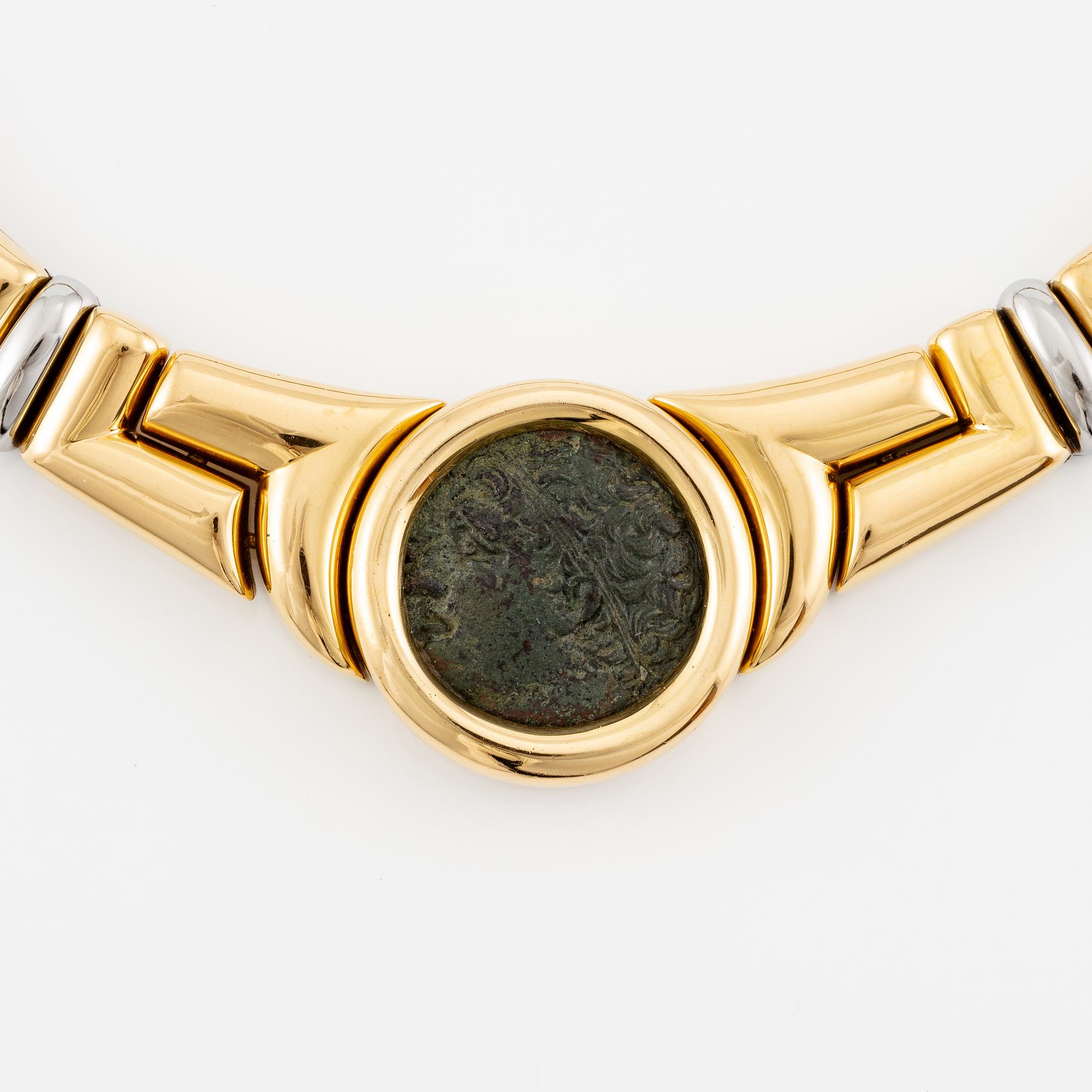 A Bulgari necklace "Monete" in 18K gold with an ancient coin.