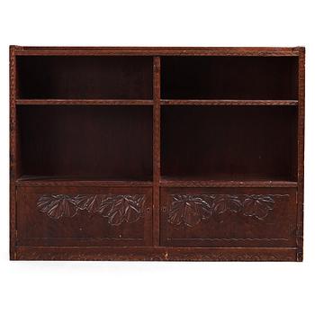 277. Otto Wretling, attributed to, an Art Nouveau carved pine book shelf, Umeå, Sweden, early 20th century.